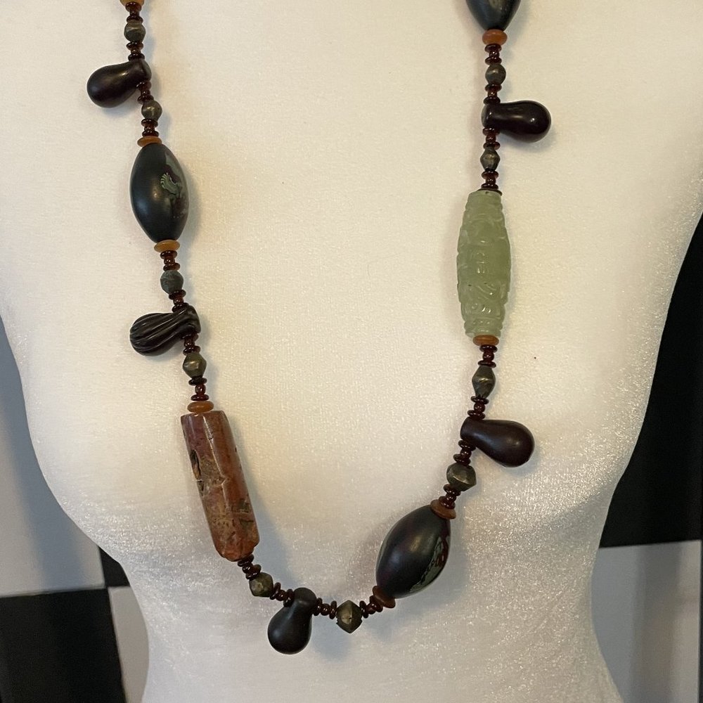 Unusual rare hand carved hand made necklace